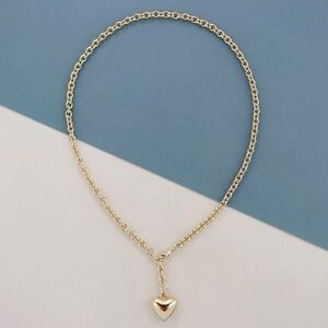 Roxanne Assoulin The Mini Puffy Heart Necklace Gold chain gold pendant